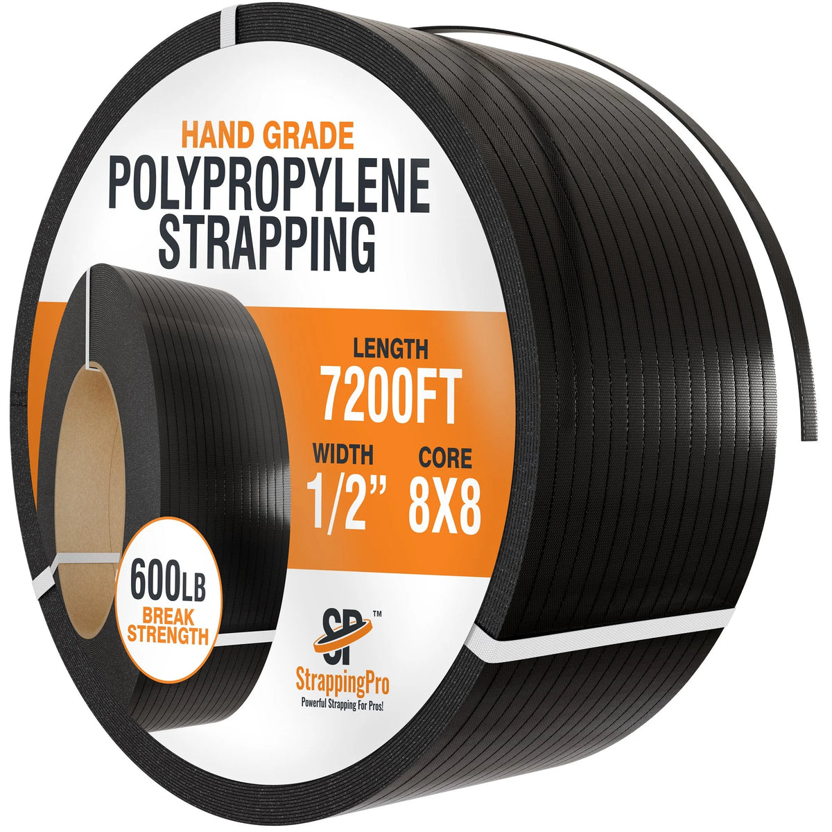 1/2" Polypropylene Strapping — 300 or 600 lb, Multiple Core Sizes