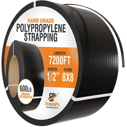 1/2" Polypropylene Strapping — 300 or 600 lb, Multiple Core Sizes