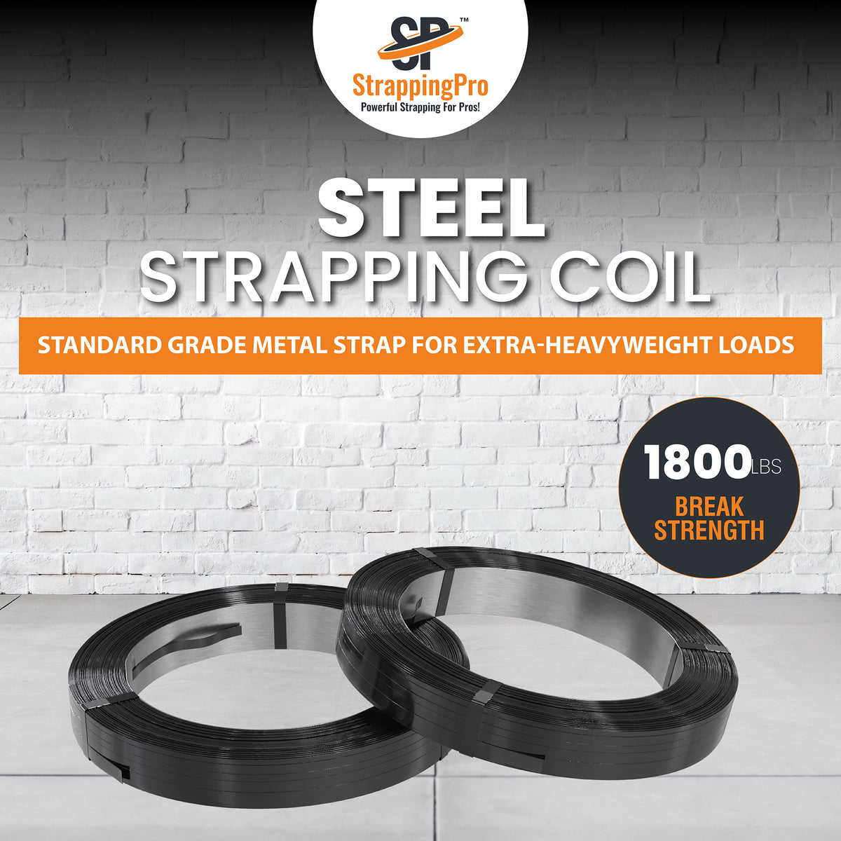 Steel Strapping — 12-Roll Skid, Multiple Sizes